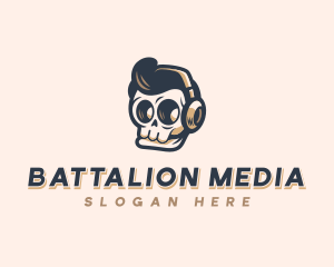 Pompadour Skull Media logo design