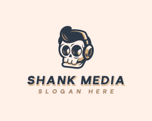 Pompadour Skull Media logo design