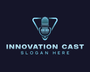 Podcast Microphone Broadcast logo design