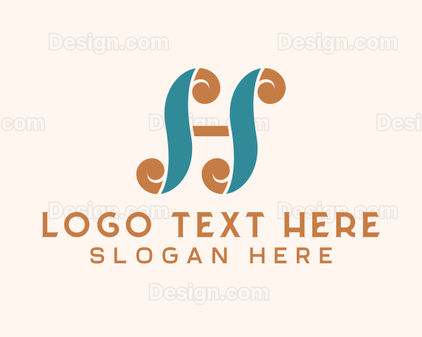 Elegant Scroll Retro Letter H Logo