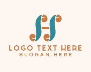 Elegant Scroll Retro Letter H logo