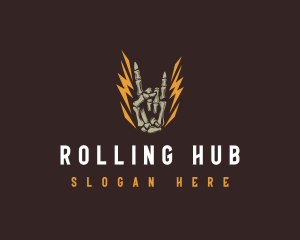 Skeleton Lightning Rock Band logo design