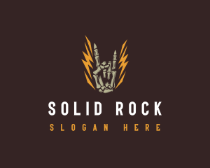 Skeleton Lightning Rock Band logo design