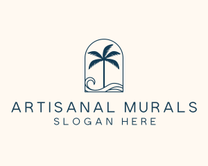 Palm Tree Beach Resort logo design