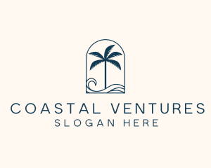 Palm Tree Beach Resort logo design