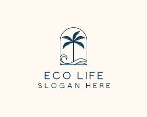 Palm Tree Beach Resort logo design