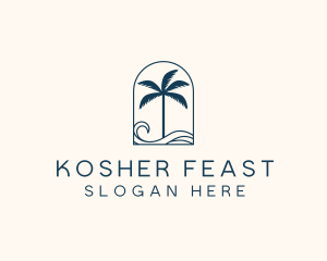 Palm Tree Beach Resort logo design