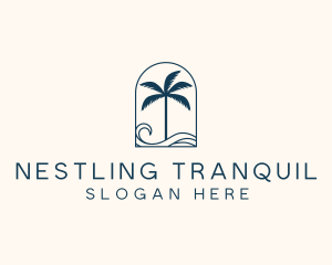 Palm Tree Beach Resort logo design