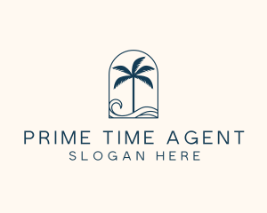 Palm Tree Beach Resort logo design