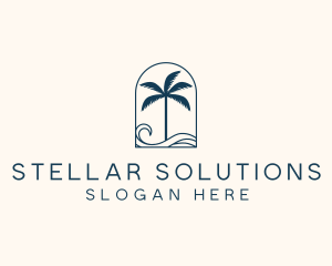 Palm Tree Beach Resort logo design