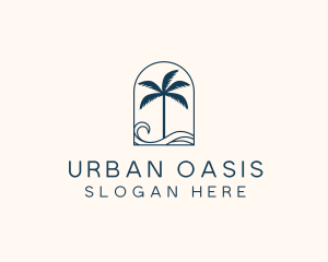 Palm Tree Beach Resort logo design