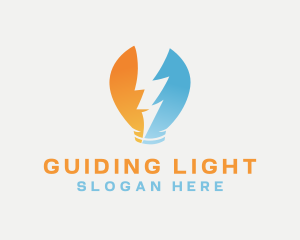 Light Bulb Lightning logo design