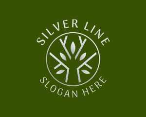 Metallic Silver Tree logo design