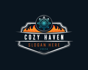 HVAC Flame Snowflake logo design