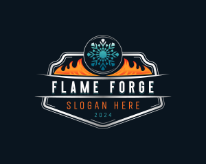 HVAC Flame Snowflake logo design