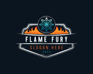 HVAC Flame Snowflake logo design