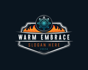 HVAC Flame Snowflake logo design