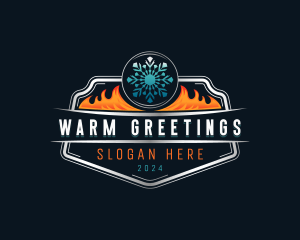 HVAC Flame Snowflake logo design