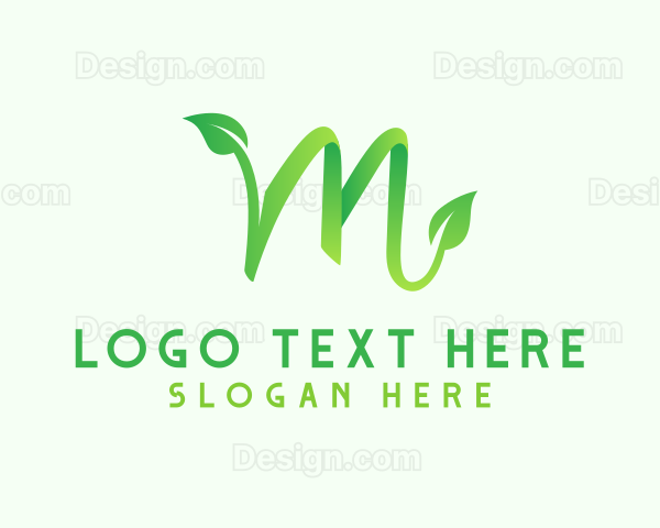 Green Leaf Letter M Logo