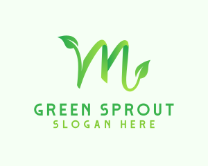 Green Leaf Letter M logo