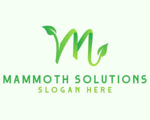 Green Leaf Letter M logo design