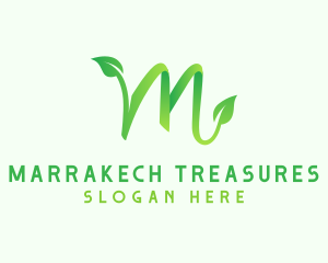 Green Leaf Letter M logo design