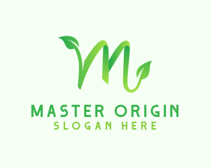 Green Leaf Letter M logo design