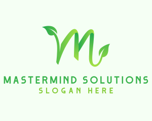 Green Leaf Letter M logo design