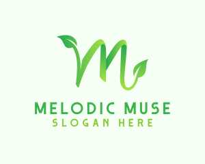 Green Leaf Letter M logo design