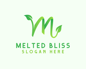 Green Leaf Letter M logo design