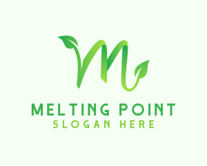 Green Leaf Letter M logo design