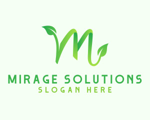 Green Leaf Letter M logo design