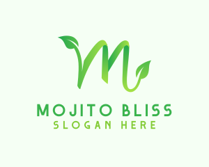 Green Leaf Letter M logo design