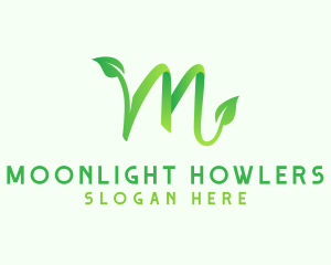 Green Leaf Letter M logo design