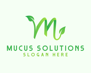 Green Leaf Letter M logo design