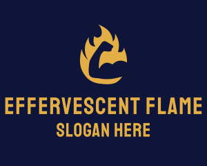 Arm Muscle Flame logo design