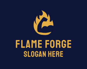 Arm Muscle Flame logo design