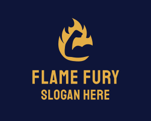 Arm Muscle Flame logo design