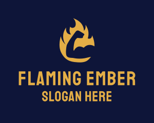 Arm Muscle Flame logo design