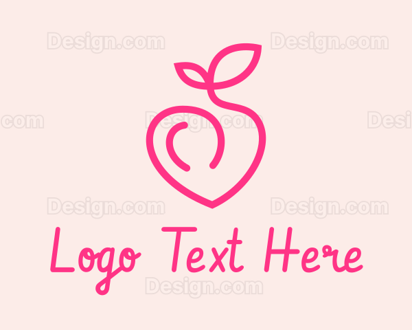 Pink Peach Fruit Logo