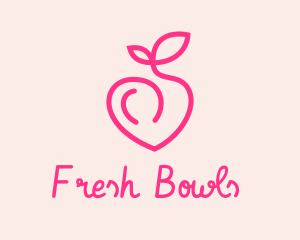 Pink Peach Fruit  logo design