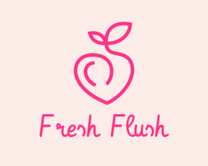 Pink Peach Fruit  logo design