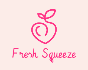 Pink Peach Fruit  logo design