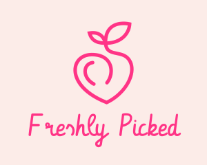 Pink Peach Fruit  logo design