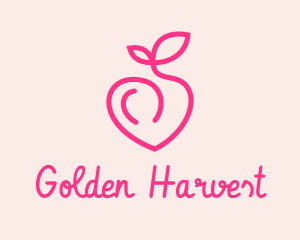 Pink Peach Fruit  logo design