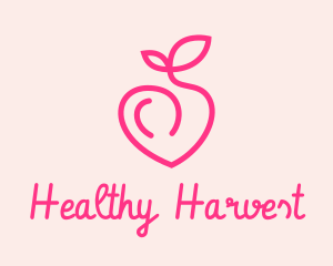 Pink Peach Fruit  logo design