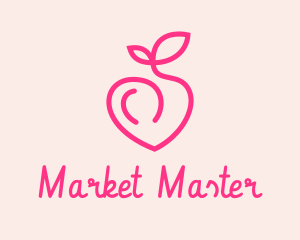 Pink Peach Fruit  logo design