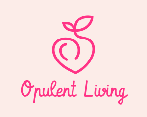 Pink Peach Fruit  logo design