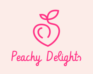 Pink Peach Fruit  logo design