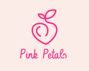 Pink Peach Fruit  logo design